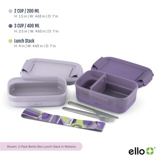 Foto 4 | Foto 4 | Lonchera Bento Box Para Almacenamiento De Alimentos Ello Wisteria, Paquete De 2 - Venta Internacional.