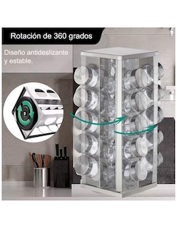 Foto 4 | Foto 4 | Especiero Giratorio Acero Inoxidable Petukita Box Con 20 Frascos Organizadores
