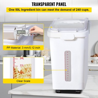 Foto 3 | Foto 3 | Cubo De Almacenamiento De Ingredientes Vevor De 50 Litros De Capacidad Con Ruedas - Venta Internacional.