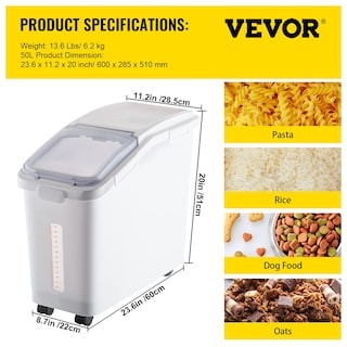 Foto 7 | Foto 7 | Cubo De Almacenamiento De Ingredientes Vevor De 50 Litros De Capacidad Con Ruedas - Venta Internacional.