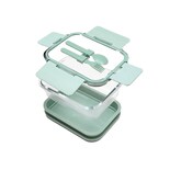 KOCHSTELLE Contenedor de Comida, Cristal y Plástico, Tapa con Cubiertos Color Verde 5 piezas