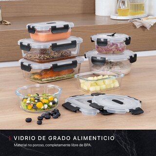 Foto 2 | Foto 2 | Set De 7 Contenedores De  Vidrio Con Tapa Cookify  Herméticos