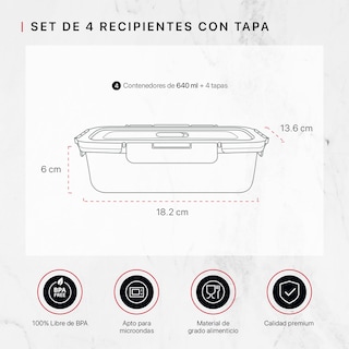Foto 4 | Foto 4 | Set De 4 Contenedores De Vidrio Con Tapa Cookify Herméticos