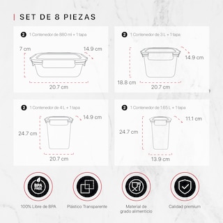 Foto 3 | Foto 3 | Set De 4 Contenedores De Plástico Cookify Herméticos