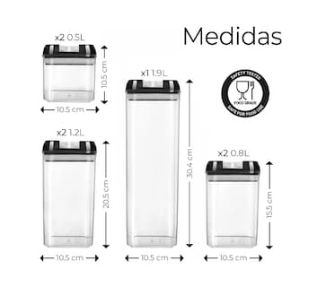Foto 2 | Foto 2 | Recipientes Herméticos de Almacenamiento de Cocina Set 7 Piezas