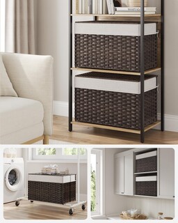 Foto 3 | Foto 3 | Cesta De Almacenamiento Songmics Con Tapa, 105 L, Color Marrón Con Marco De Metal - Venta Internacional.