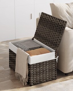 Foto 4 | Foto 4 | Cesta De Almacenamiento Songmics Con Tapa, 105 L, Color Marrón Con Marco De Metal - Venta Internacional.