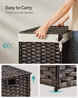 Foto 6 | Foto 6 | Cesta De Almacenamiento Songmics Con Tapa, 105 L, Color Marrón Con Marco De Metal - Venta Internacional.