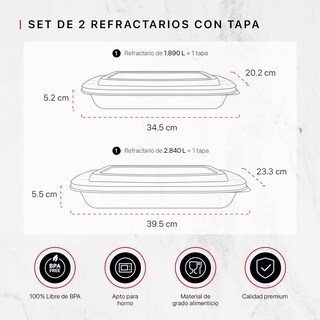 Foto 3 | Foto 3 | Set de 2 Refractarios de Vidrio Cookify con Tapa