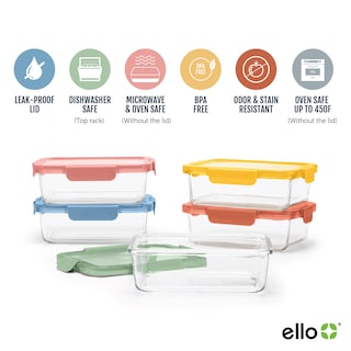 Foto 3 | Foto 3 | Set De Vidrio Para Preparar Comidas Ello Color Lock, 5 Tazas, 10 Unidades, Paquete De 5 - Venta Internacional.