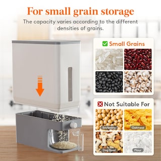 Foto 4 | Foto 4 | Dispensador De Arroz Lifewit De 25,4 Libras (11,3 Kg) X 2 X 25 L, Sin Bpa, Gris - Venta Internacional.