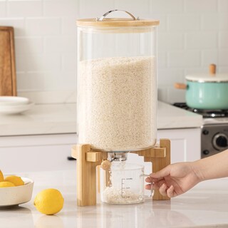 Foto 5 | Foto 5 | Dispensador De Arroz Hblife De Vidrio De 8 Litros Con Soporte De Madera Y Taza Medidora - Venta Internacional.