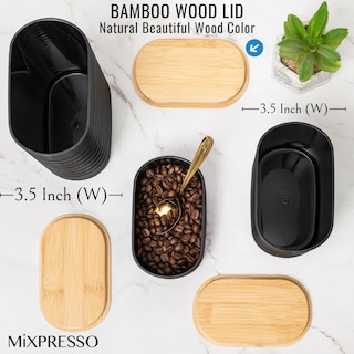 Foto 3 | Foto 3 | Juego De Recipientes De Cocina Mixpresso De Plástico Negro Con Tapa De Bambú - Venta Internacional.