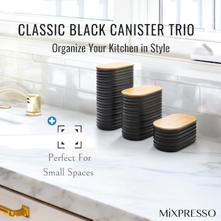 Foto 7 | Foto 7 | Juego De Recipientes De Cocina Mixpresso De Plástico Negro Con Tapa De Bambú - Venta Internacional.