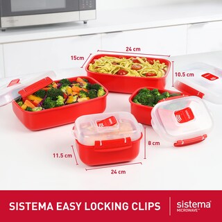Foto 3 | Foto 3 | Sistema De Recipientes De Almacenamiento De Alimentos Para Microondas, Color Rojo, Juego De 4 - Venta Internacional.