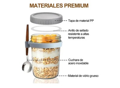 Foto 4 | Foto 4 | 4 Xtellar Pzs Recipientes De Avena Overnight Vidrio Mason Jar 12 Oz
