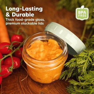 Foto 4 | Foto 4 | Recipientes De Comida Para Bebés Keababies De Vidrio, 120 Ml, Paquete De 12 Unidades, Color Salvia - Venta Internacional.