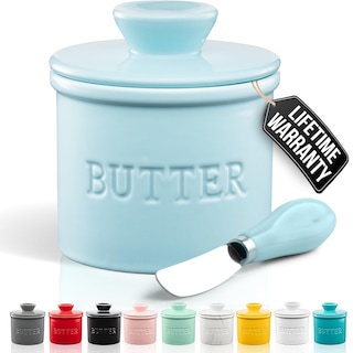 Foto 1 | Foto 1 | Porcelana De Cocina Butter Crock Zulay Con Tapa Y Cuchillo, Azul Claro - Venta Internacional.