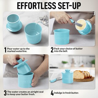 Foto 3 | Foto 3 | Porcelana De Cocina Butter Crock Zulay Con Tapa Y Cuchillo, Azul Claro - Venta Internacional.