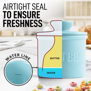 Foto 6 | Foto 6 | Porcelana De Cocina Butter Crock Zulay Con Tapa Y Cuchillo, Azul Claro - Venta Internacional.