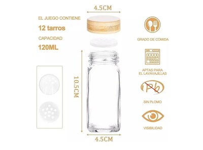 Foto 2 | Foto 2 | Xtellar Kit Premium De 12 Especieros De Vidrio 120ml Para Cocina Gourmet Con Utensilios De Organización Incluidos