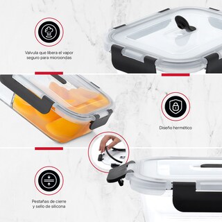 Foto 5 | Foto 5 | Set De 3 Contenedores De Vidrio Con Tapa Cookify Con Divisiones  Herméticos