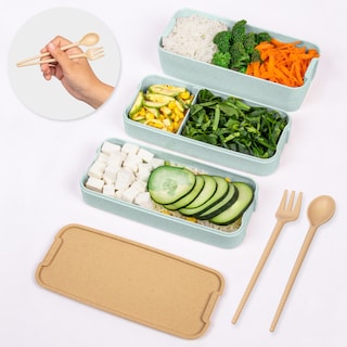 Foto 6 | Foto 6 | Magmalife Lonchera Bento Box Con 3 Compartimentos 900ml A Prueba De Fugas Microondas Con Cuchara Y Tenedor (verde)
