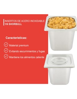 Foto 7 | Foto 7 | Inserto Shorbull Acero Inoxidable 1/6 Con Tapa 6.5cm