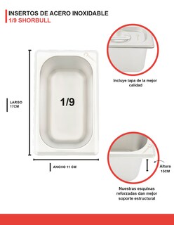 Foto 8 | Foto 8 | Inserto Shorbull Acero Inoxidable 1/9 Con Tapa 15cm