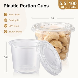 Foto 2 | Foto 2 | Vasos Aozita Para Porciones 100 Juegos 160 Ml Con Tapas De Plástico Transparente - Venta Internacional.
