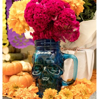Foto 2 | Foto 2 | Frasco de Vidrio Calavera color Azul 16oz./473ml. Drink Lab - 12 Piezas