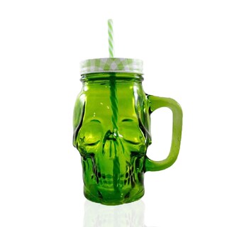 Foto 2 | Foto 2 | Frasco de Vidrio Calavera color Verde 16oz./473ml. Drink Lab 6 Piezas
