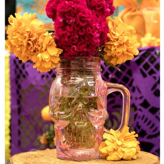 Foto 3 | Foto 3 | Frasco de Vidrio Calavera color Rosa 16oz./473ml. Drink Lab 3 Piezas