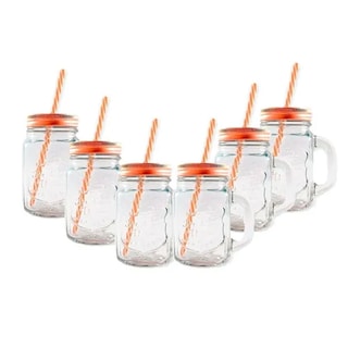 Foto 1 | Foto 1 | Frasco de Vidrio Grabado Transparente Tapa Cobre 16oz./473ml. Drink Lab - 6 Piezas