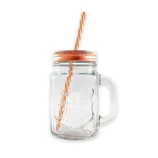 Foto 2 | Foto 2 | Frasco de Vidrio Grabado Transparente Tapa Cobre 16oz./473ml. Drink Lab - 6 Piezas
