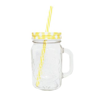 Foto 2 | Foto 2 | Frasco de Vidrio Grabado Transparente Tapa color Amarilla 16oz./473ml. Drink Lab - 12 Piezas