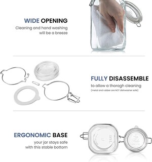 Foto 7 | Foto 7 | Frascos De Vidrio Para Almacenamiento De Alimentos Bormioli Rocco Fido 1,5 L (paquete De 2) - Venta Internacional.