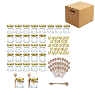 Foto 1 | Foto 1 | Frasco De Vidrio Mini Miel Hexagonal 45 Ml Con Tapa (20 Pcs) Belug Transparente
