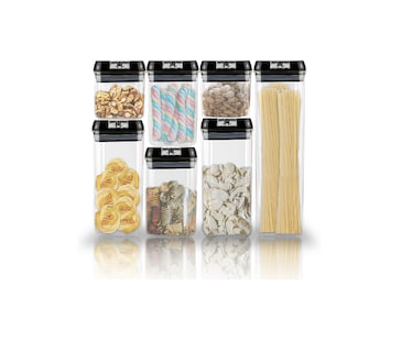 Foto 1 | Foto 1 | Recipientes con Tapas Herméticas Lutema Transparente con Negro para Almacenar Alimentos con 7 Unidades