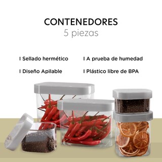 Foto 3 | Foto 3 | Juego de Contenedores de Plástico Colorhome Colorcont5 5 Piezas