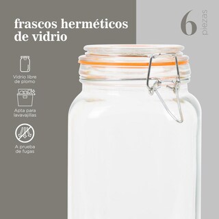 Foto 3 | Foto 3 | 6 Frascos Herméticos de Vidrio ColorHome 1,5 L
