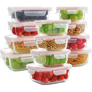 Foto 1 | Foto 1 | Juego de 12 Recipientes Brandtrendy Rosas de Vidrio con Tapa para Almacenamiento de Comidas