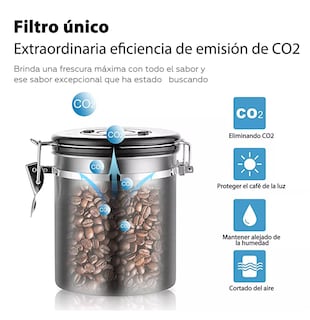 Foto 4 | Foto 4 | Lata De Café Sellada Recipiente Grande Lata Hermética De Acero Inoxidable Negro