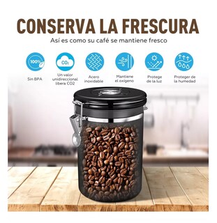 Foto 3 | Foto 3 | Lata De Café Sellada Recipiente Grande Lata Hermética De Acero Inoxidable Negro