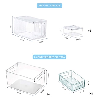 Foto 2 | Foto 2 | Kit Organizador De Refrigerador Brandtrendy: 5 En 1 + 8 Contenedores Sin Tapa. Transparente Para Almacenar Alimentos