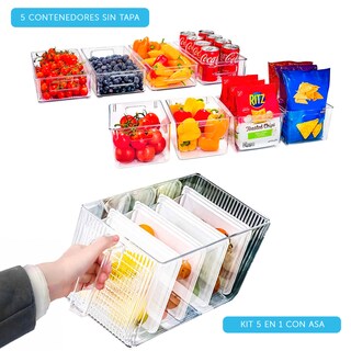 Foto 3 | Foto 3 | Kit Organizador De Refrigerador Brandtrendy: 5 En 1 + 8 Contenedores Sin Tapa. Transparente Para Almacenar Alimentos