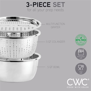 Foto 3 | Foto 3 | Set De Cuencos Para Mezclar Cook With Color De Acero Inoxidable De 5 Litros Con Colador - Venta Internacional.