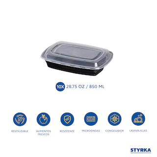 Foto 3 | Foto 3 | Set 10 Contenedores Para Alimentos De Plástico Rectangular 20 Piezas Con Tapa Color Negro