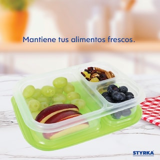 Foto 3 | Foto 3 | Set 10 Topper De Plástico Rectangular Para Lunch 3 Divisiones Styrka 20 Piezas Con Tapa