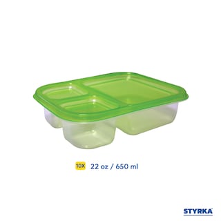 Foto 4 | Foto 4 | Set 10 Topper De Plástico Rectangular Para Lunch 3 Divisiones Styrka 20 Piezas Con Tapa